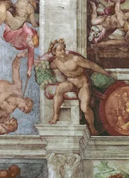 Sistine Chapel Ceiling: Expulsion of Adam and Eve from the Garden of Eden (pre restoration, detail)